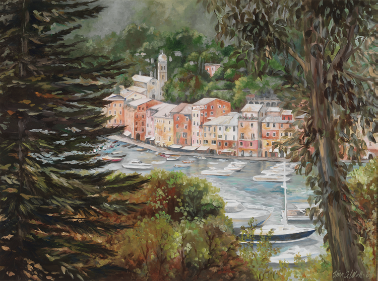 Portofino through Trees, crop